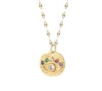 HHRLCH Evil Eye Necklace For Women and Girls, Heart Around Evil Blue Eye Sun Necklace Eye Pendant Necklaces Lucky, Evil Eye Necklace Gold, Evil Eye Necklace Silver