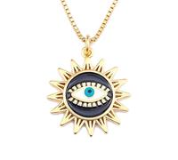 HHRLCH Evil Eye Necklace For Women and Girls, Turkish Lucky Evil Eye Necklace Bohemia Heart Evil Eye Necklace, Evil Eye Necklace Gold, Evil Eye Necklace Silver