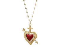 HHRLCH Exquisite Red Sacred Heart Necklace For Women Men, Cute Sacred Heart of Jesus Necklace - Sacred Heart Pendant, Jesus Heart Necklace For Christmas Birthday Thanksgiving Gifts