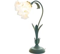 HHRLCH Floral Green Table Lamp Small Table Lamp with Glass Shades Lily of The Valley Ideal for Living Room Bedroom and Home Decor