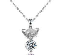HHRLCH Fox Necklace For Women and Men, Crystal Fox Painting Pendant Jewelry Chain Necklace, Fox Girl Gold Initial Necklace, Fox Jewelry For Women, Therian Jewelry