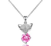 HHRLCH Fox Necklace For Women and Men, Crystal Fox Painting Pendant Jewelry Chain Necklace, Fox Girl Gold Initial Necklace, Fox Jewelry For Women, Therian Jewelry