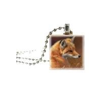 HHRLCH Fox Necklace For Women and Men, Crystal Fox Painting Pendant Jewelry Chain Necklace, Fox Girl Gold Initial Necklace, Fox Jewelry For Women, Therian Jewelry