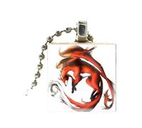 HHRLCH Fox Necklace For Women and Men, Crystal Fox Painting Pendant Jewelry Chain Necklace, Fox Girl Gold Initial Necklace, Fox Jewelry For Women, Therian Jewelry