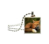HHRLCH Fox Necklace For Women and Men, Crystal Fox Painting Pendant Jewelry Chain Necklace, Fox Girl Gold Initial Necklace, Fox Jewelry For Women, Therian Jewelry