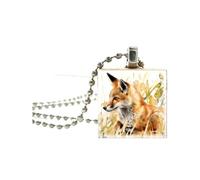 HHRLCH Fox Necklace For Women and Men, Crystal Fox Painting Pendant Jewelry Chain Necklace, Fox Girl Gold Initial Necklace, Fox Jewelry For Women, Therian Jewelry