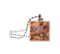HHRLCH Fox Necklace For Women and Men, Crystal Fox Painting Pendant Jewelry Chain Necklace, Fox Girl Gold Initial Necklace, Fox Jewelry For Women, Therian Jewelry