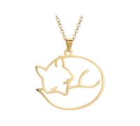 HHRLCH Fox Necklace For Women and Men, Fox Pendant Necklace Fox Charm Engagement, Fox Girl Gold Initial Necklace, Fox Jewelry For Women, Therian Jewelry