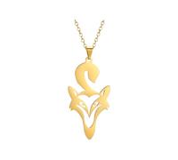 HHRLCH Fox Necklace For Women and Men, Fox Pendant Necklace Fox Charm Engagement, Fox Girl Gold Initial Necklace, Fox Jewelry For Women, Therian Jewelry