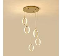 HHRLCH Golden Villa Duplex Staircase Chandelier Apartment Revolving Loft Hollow Living Room New Lamps Europe Stair Chandelier/Tricolor Light/5 Lamps