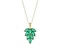 HHRLCH Green Leaf Necklace For Women and Girls, Green Leaf Shaped Neck Chain Green Four Leaf Pendant Leaves Plant Green Crystal Leaf Pendant, Short Leaf Necklace