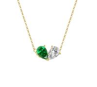 HHRLCH Green Leaf Necklace For Women and Girls, Green Overlap Heart Leaves Pendant Necklace Green Zircon Heart Leaf Necklace Green Leaf Shaped, Short Leaf Necklace