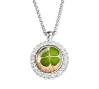 HHRLCH Green Leaf Necklace For Women and Girls, Pride Leaf Shamrock Necklace Lucky Grass Pendant Necklaces Green Leaf Shaped Neck Chain, Short Leaf Necklace