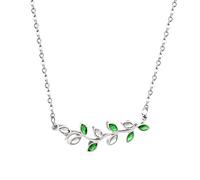 HHRLCH Green Leaf Necklace For Women and Girls, The Green Lucky Four-Leaf Amulet Pendant Necklace Green Leaves Plant Leaves Necklace Green, Short Leaf Necklace
