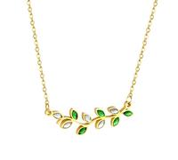 HHRLCH Green Leaf Necklace For Women and Girls, The Green Lucky Four-Leaf Amulet Pendant Necklace Green Leaves Plant Leaves Necklace Green, Short Leaf Necklace