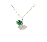 HHRLCH Green Leaf Necklace For Women and Girls, The Green Lucky Four-Leaf Amulet Pendant Necklace Green Leaves Plant Leaves Necklace Green, Short Leaf Necklace