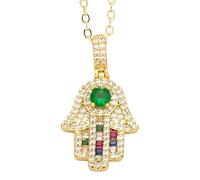 HHRLCH Hamsa Necklace For Women and Men, Multicolor Crystal Fatima Hand Hamsa Necklaces Vintage Turkey Fatima Hand Clavicle Chain, Mano De Fatima con Ojo Turco
