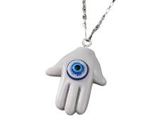 HHRLCH Hamsa Necklace For Women and Men, Multicolor Evil Eye Hamsa Hand Necklace Turkey Lucky Blue Eye Fatima Hand Clavicle Chain, Mano De Fatima con Ojo Turco