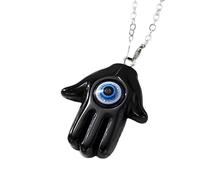 HHRLCH Hamsa Necklace For Women and Men, Multicolor Evil Eye Hamsa Hand Necklace Turkey Lucky Blue Eye Fatima Hand Clavicle Chain, Mano De Fatima con Ojo Turco
