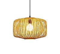 HHRLCH Hand-Woven Twine Rattan Light Rattan Linen Ceiling Hanging Lamp Drum Shade Chandelier Natural Pastoral Style Ceiling Light for Restaurant Cafe Bedroom