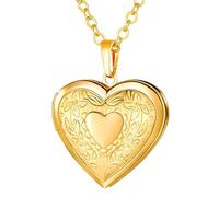 HHRLCH Heart Locket Necklace For Women, Vintage Heart Shape Locket Photo Pendant Necklace For Couple, Locket Necklace, Heart Locket Necklace That Holds Pictures