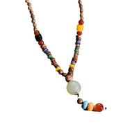 HHRLCH Hippie Necklace For Women and Men, Peace Pendant Necklace Boho Aesthetic Tassel Vintage Wooden Beads Bohemia Sweater Chain, Long Necklaces For Women Boho, Grunge Necklaces