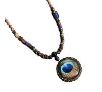 HHRLCH Hippie Necklace For Women and Men, Peace Pendant Necklace Boho Aesthetic Tassel Vintage Wooden Beads Bohemia Sweater Chain, Long Necklaces For Women Boho, Grunge Necklaces