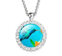 HHRLCH Hummingbird Necklace For Women and Men, Hummingbird Necklace Cardinal Bird Art Glass Rhinestone Pendant Chain Cute Bird Jewelry, Cute Animal Jewelry