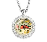HHRLCH Hummingbird Necklace For Women and Men, Hummingbird Necklace Cardinal Bird Art Glass Rhinestone Pendant Chain Cute Bird Jewelry, Cute Animal Jewelry