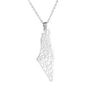 HHRLCH Israel Necklace For Women and Men, Israel Pendant Necklace - Israel Map Pendant Necklaces Country Geography, Necklace For Patriots