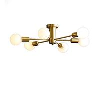 HHRLCH Lamp 6 Light Ceiling Light Vintage Chandelier Mid Century Semi Fmount Ceiling Lamp Fixture for Farmhouse Living Room Dining Room/Gold/10T/D/10T/D/6T