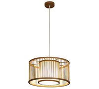 HHRLCH Lamp Rattan Chandelier Retro Ceiling Light Classic Natural Suspension Lamp Creative Cylindrical Handwoven Bedroom Restaurant Bar Ceiling Adjustable Hanging/32 * 16Cm/42 * 21Cm/
