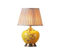 HHRLCH Lamp Small Blue Ceramic Table Lamp Bird Flower White Porcelain Table Lamp Yellow Floral Bedside Nightstand Lamp Green Retro Farmhouse Rustic End Lamp for Living Room Bedroom Desk Home Office