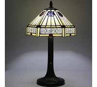 HHRLCH Lamp Yellow Hexagon Stained Glass MissStyle Table Lamp 16" Tall Bedside Reading Accent Piano Banker Desk Light Decor Bedroom Living Room Study Nightstand Library Home Office
