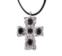 HHRLCH Leather Rope Western Cross Necklace For Women Men, Classic Western Cross Necklace Earrings Set - Cross Necklace, Men's Western Necklace For Birthday Halloween