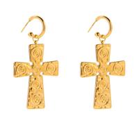 HHRLCH Leather Rope Western Cross Necklace For Women Men, Classic Western Cross Necklace Earrings Set - Cross Necklace, Men's Western Necklace For Birthday Halloween