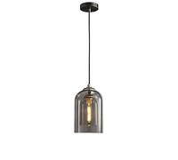HHRLCH Light All-Copper Bedside Chandelier Minimalist Restaurant Bar Pendent Lamp Long-Line Single-Head Glass Suspended Chandelier Indoor Adjustable Fixtures (Color : Smoke/Smoke Gray