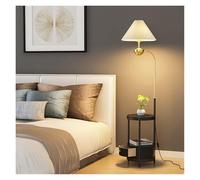 HHRLCH Light Floor Lamp with Table Floor Lamp with Table Narrow End Table with Lamp Attached with USB Ports Rustic End Table with Storage Drawers Bedside Nightstand for Living Room Bedroom Floor