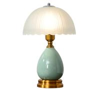 HHRLCH Light Green Ceramic Mushroom Lamp Dome Glass Bedside Table Lamps Night Light Nightstand Desk Lamp Column Table Lights for Home Decor Study Living Room Bedroom Light Household faucets
