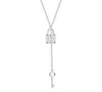 HHRLCH Link Chain Lovely Lock Necklace For Women, Exquisite CZ Padlock Necklace - Delicate Lock and Key Necklace For Couples, Romantic Heart Lock Necklace Valentine Birthday Party Gifts