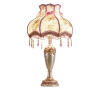 HHRLCH Lovely European Style Table Lamp with Fabric Lampshade Antique Flower Decorative Victorian Table Light for Bedroom Nightstand