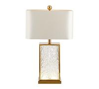 HHRLCH Luxury Glazed Glass Table Lamp for Bedroom Metal Base Decorative Lamp with EyeCaring Light for Bedroom Living Room and Office