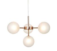 HHRLCH Mid-Century Sputnik Frosted Glass Globe Chandelier- Kitchen Island Ceiling Light Fixture with 4 G4 Lights - Study Hanging/Rose Gold