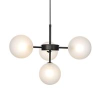 HHRLCH Mid-Century Sputnik Frosted Glass Globe Chandelier- Kitchen Island Ceiling Light Fixture with 4 G4 Lights - Study Hanging/Black