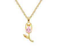 HHRLCH Minimalist Tulip Necklace For Women Girls, Shiny Charms Crystal Lily Necklace - Elegant Tulip Flower Necklace, Collar De Tulipa, Tulip Jewelry For Valentine Birthday Gifts