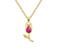 HHRLCH Minimalist Tulip Necklace For Women Girls, Shiny Charms Crystal Lily Necklace - Elegant Tulip Flower Necklace, Collar De Tulipa, Tulip Jewelry For Valentine Birthday Gifts