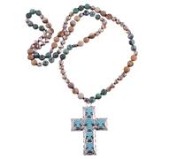 HHRLCH Multi Natural Stones Knotted Western Cross Necklace For Women, Bohemian Style Western Cross Necklace - Vintage Cross Necklace, Men's Western Necklace For Birthday