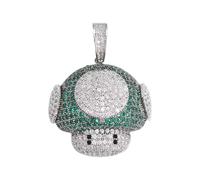 HHRLCH Mushroom Necklace For Women and Men, Mushroom Head Shape Pendant Bling Cubic Zirconia Men's Hip Hop Rock Jewelry Necklace, Mushroom Choker