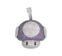 HHRLCH Mushroom Necklace For Women and Men, Mushroom Head Shape Pendant Bling Cubic Zirconia Men's Hip Hop Rock Jewelry Necklace, Mushroom Choker