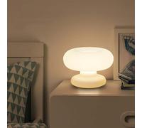 HHRLCH Mushroom Table Lamp Dimmable with Cable and Switch White Glass Lampshade Warm White Light Ideal for Bedroom Decor and Living Room
